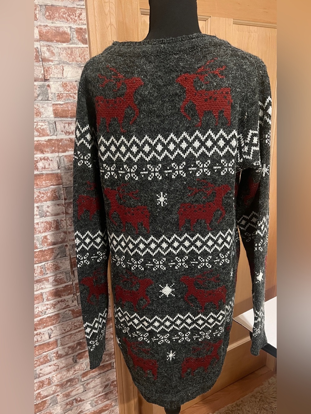 Shineflow Nordic Fair Isle Reindeer Knit Soft Tunic Sweater Winter Cabincore L - Picture 5 of 15